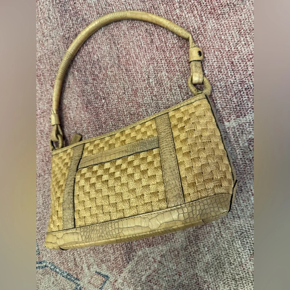 Adrianne vittadini leather and rattan small shoulder bag in like new condition